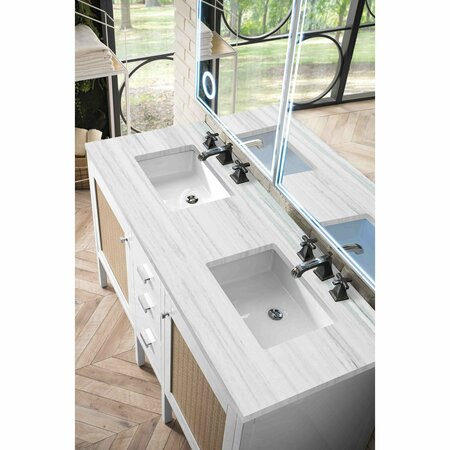 James Martin Vanities Addison 60in Double Vanity, Glossy White w/ 3 CM Arctic Fall Solid Surface Top E444-V60D-GW-3AF